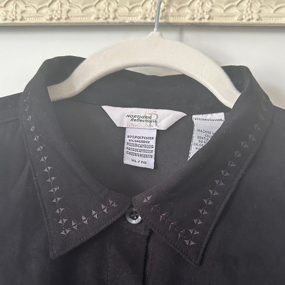 NORTHERN REFLECTIONS | Vintage Black Suede Embroidered Button Up Shirt - Picture 2 of 15